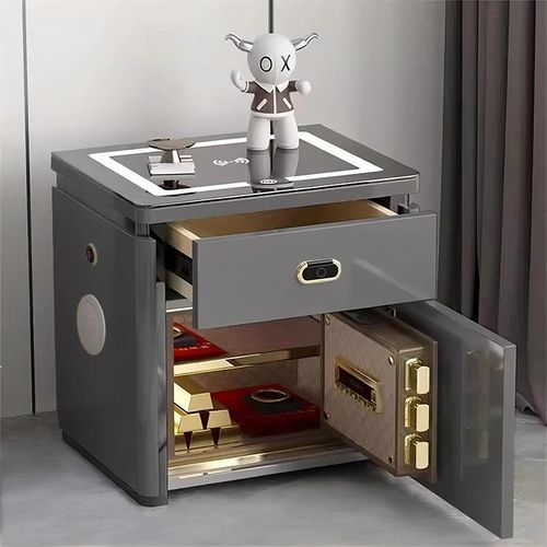 Table de chevet moderne intelligente, chargeur sans fil, ports USB, haut-parleur intégré, coffre-fort sécurisé, table de nuit multifonction