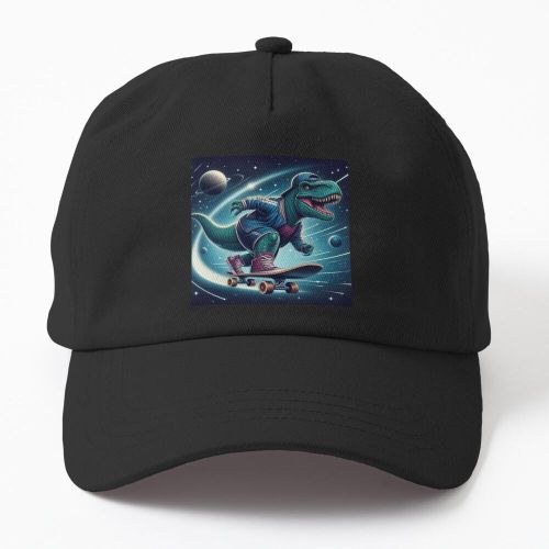 dinosaure en skateboard casquette noire personnalisé