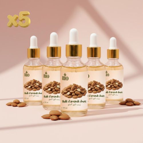 Pack x5 Huile de amande douce 30 ml Soin Hydratant organic
