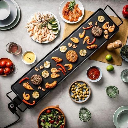 Plancha & Grill Électrique Grande Surface – Plaque de Cuisson Barbecue Antiadhésive – Idéal pour Grillage Intérieur & Fête de l'Aïd Al Adha