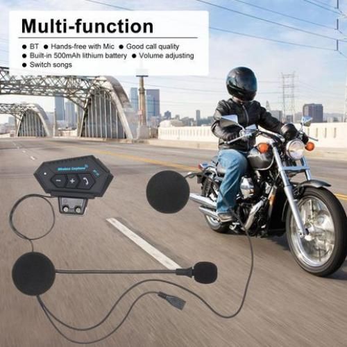 Casque de moto sans fil Bluetooth 4.0 + EDR, écouteurs mains libres avec micro