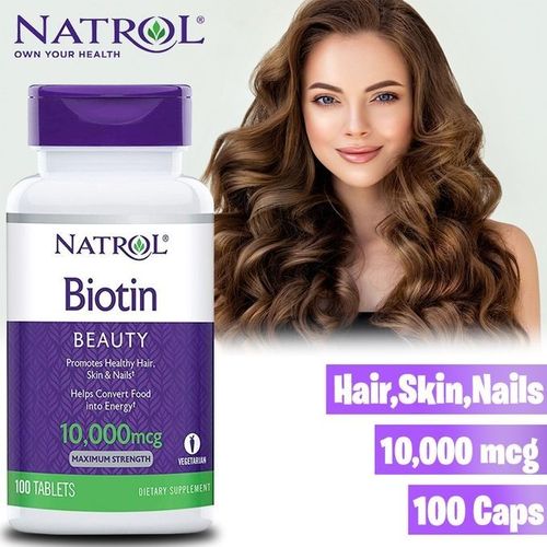 BIOTIN 10000mcg 100 tablettes MAX STRENGTH - Made in USA