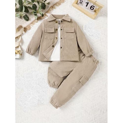 Ensemble décontracté tendance automne-hiver pour bébé garçon, comprenant un pantalon et un t-shirt à manches longues en velours côtelé