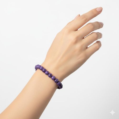 Bracelet en pierre de dragon violette naturelle unisexe.