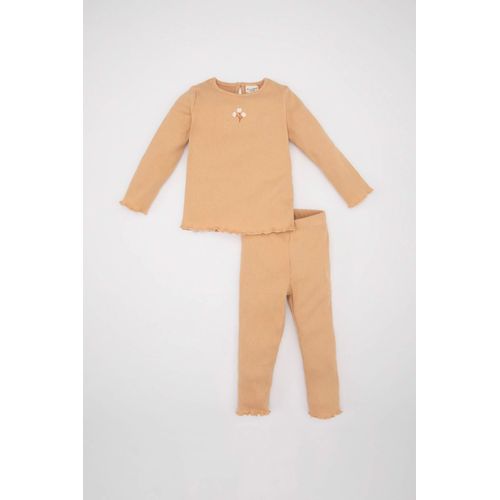 Ensemble 2 pièces pour bébé fille : t-shirt à manches longues fleuri et bas à taille élastique