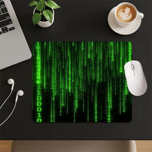 1 pièce Petit Tapis de Souris Vert à Motif Technique de Flux de Données, Tapis de Souris Antidérapant en Caoutchouc de Petite, Convient aux Joueurs sur PC, Programmeurs, Petit Tapis pour Clavier Mécanique pour Bureau à Domicile, Tapis de Bureau