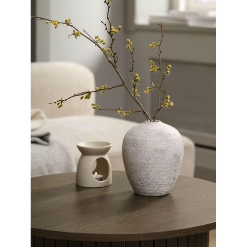 Vase Décoratif en Grès Blanc/Gris Clair Ø17x21cm Style Moderne Élégant pour Fleurs Séchées Fraîches Intérieur
