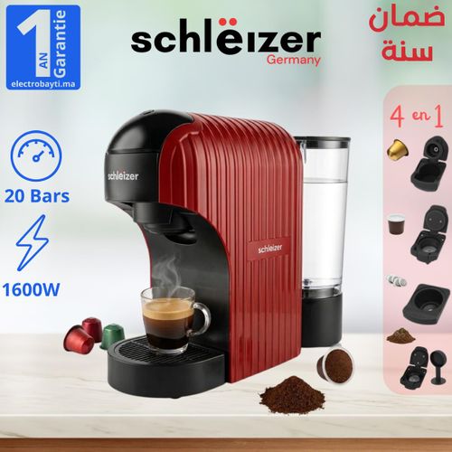 Machine à café 4en1 - 20 Bar - 1600W - Capsules, dosettes et café moulu