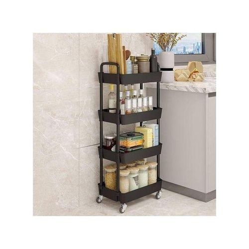 Chariot Multifonction Noir 4 tages Cuisine Salle de Bain Bureau