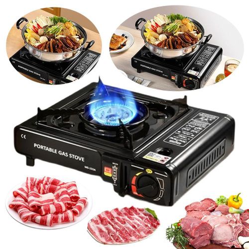 Réchaud à Gaz Portable au Butane – Réchaud de Camping avec Allumage Automatique et Verrouillage de Sécurité