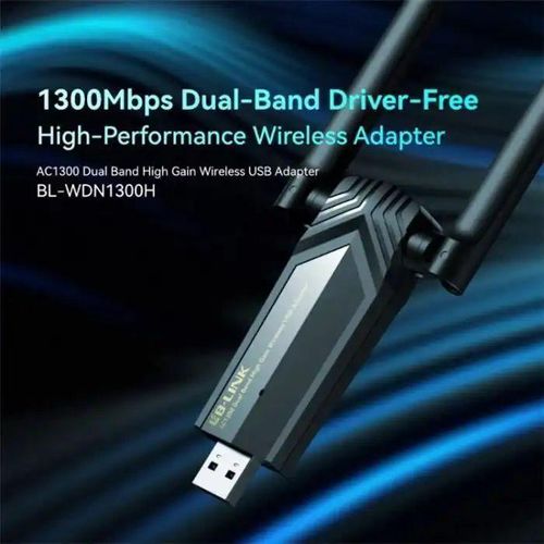 Adaptateur USB double bande sans fil WDN1300H AC1300 à gain élevé