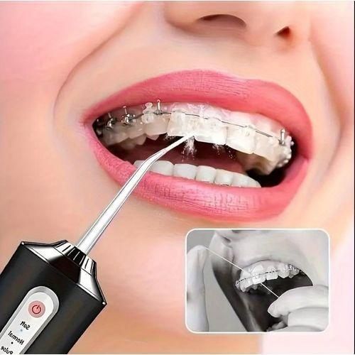 Hydropulseur Dentaire Portable – Water Flosser Sans Fil, 3 Modes avec 4 Buses, Rechargeable et Étanche