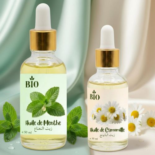 Pack x2 Huile de menthe 50 ml et Huile de camomille 30 ml hydration et douceur