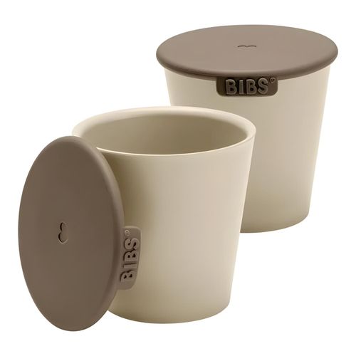 Tasses Bébé avec Couverture - Alimentation et Autonomie - Pour Enfants - Set de 2 - Couleur Vanille