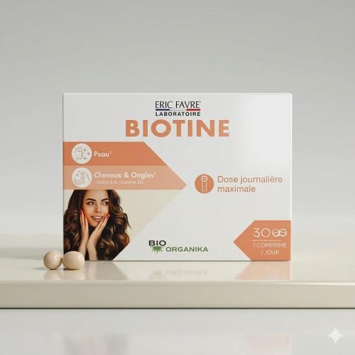 Biotine Vitamine B8 pour Cheveux, Ongles & Peau - Complément Alimentaire Fortifiant et Croissance - 30 Comprimés