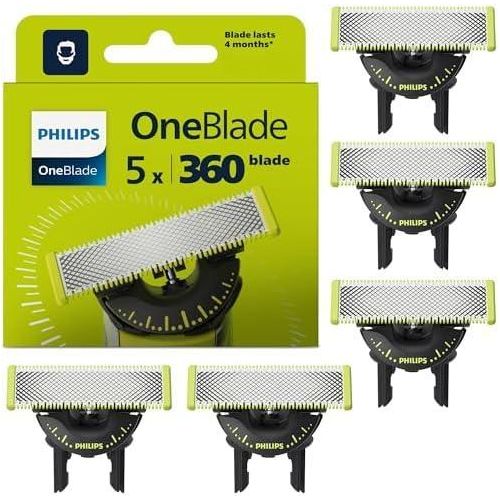 Lames de rechange OneBlade Original 360, pour tous les modèles OneBlade et OneBlade Pro, 5 pièces (modèle QP450/50), très large compatibilité.