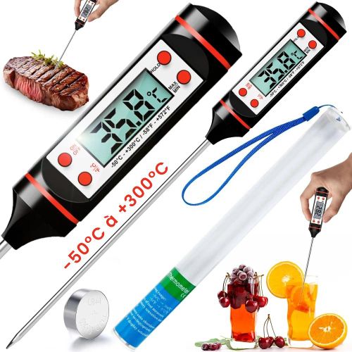 Thermomètre de Cuisine Digital – Lecture Instantanée -50°C à +300°C, Écran LCD, Multi-Usage