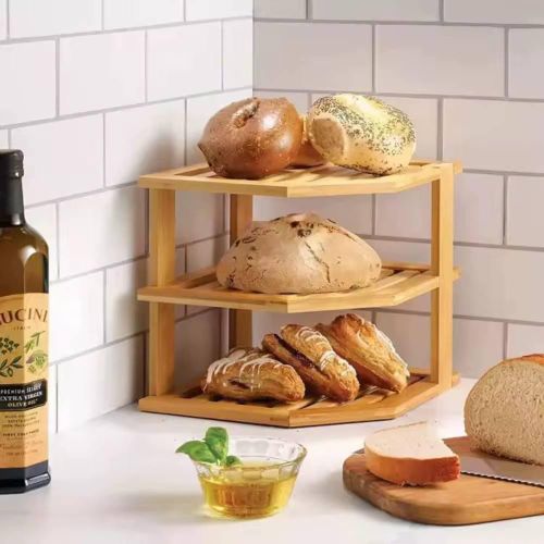 Étagère d’angle de cuisine à 3 niveaux au-dessus de l’évier – organisateur de rangement pour coins avec égouttoir à vaisselle en bambou pour optimiser l’espace