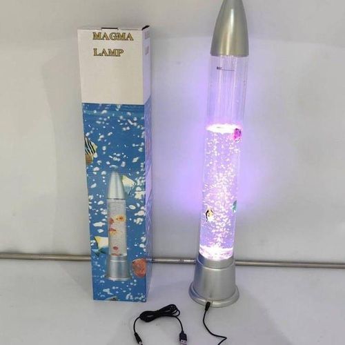 Lampe à bulles cylindrique avec poissons décoratifs LED – Pour maison et bureau