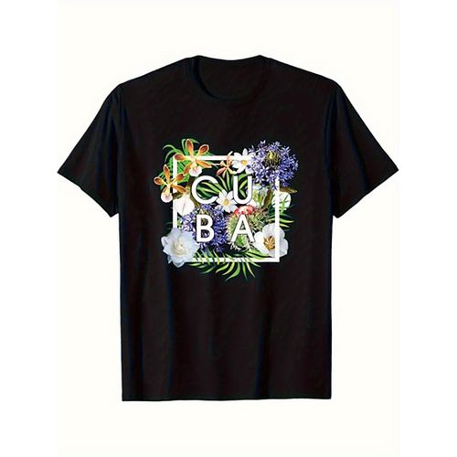 Art floral cubain avec lettres, fierté cubaine, mode d'été, vêtement de travail court et respirant