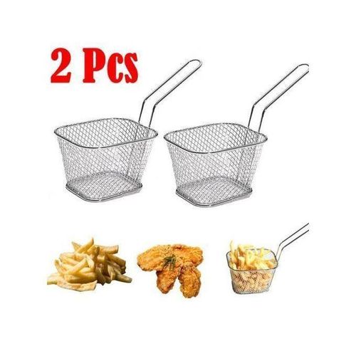 Lot 2 Paniers à Frire en Acier Inoxydable, Mini Panier pour Frites