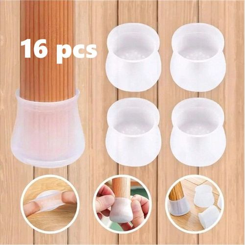16 Couvre-Pieds en Silicone Antidrapants pour Chaises Protection Anti-Rayures Silence Pour Pieds Ronds de Meubles