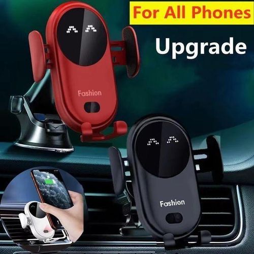 Support de téléphone sans fil pour voiture, support de téléphone mignon pour voiture, support de smartphone à fixation automatique sur grille d'aération pour iPhone 15/14/13/12/11/XS/XR/8, Samsung S23/22/21/20/Note 20, etc.