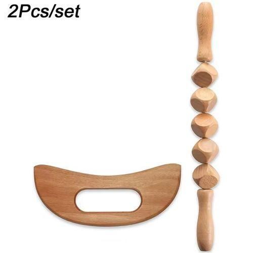 Ensemble de massage thérapeutique en bois Masseur de drainage lymphatique Rouleau de massage anti-cellulite pour fascia pour soulager les douleurs musculaires de tout le corps