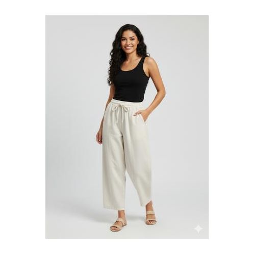 Pantalon En Mélange De Lin Pour Femmes