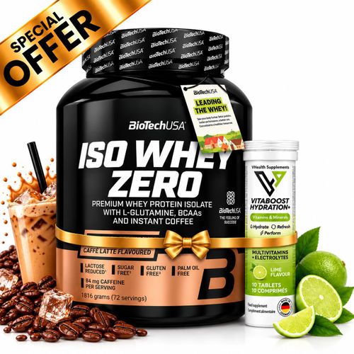 Pack Performance & Vitalité - Iso Whey Zero 1816 g Caffe Late + Vitamins & Minerals Citron Vert 10 Tabs