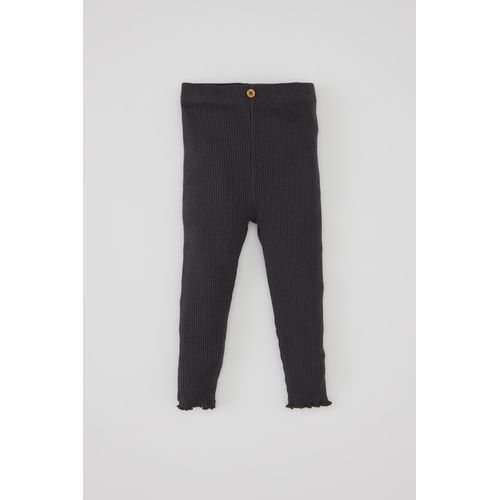 Legging Tricoté Bébé Fille Coupe Classique, Anthracite