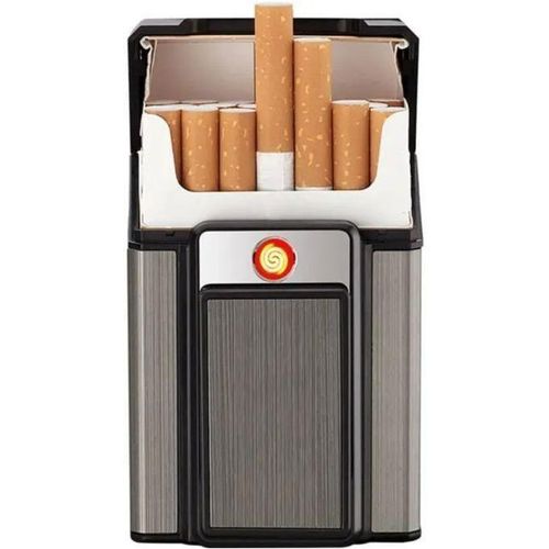 Boîte à Cigarettes Portable,étui avec chargeur Usb, briquet,Étui à cigarettes rechargeable