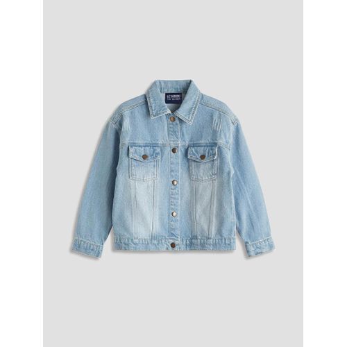 Collared Neck Girl's Denim Jacket