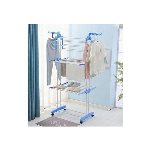 Étendoir à linge pliable, séchoir 3 à 4 niveaux avec roulettes, support de séchage en acier inoxydable, étendoir portable intérieur extérieur, séchage vêtements rapide et pratique
