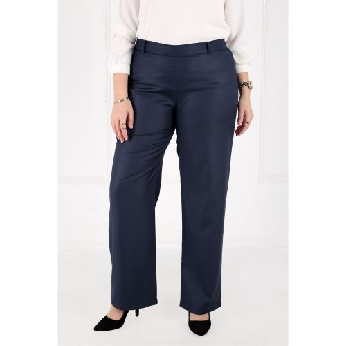 Pantalon Femme - Droit à Zip Latéral - Twill Tailleur Léger - Bleu Marine