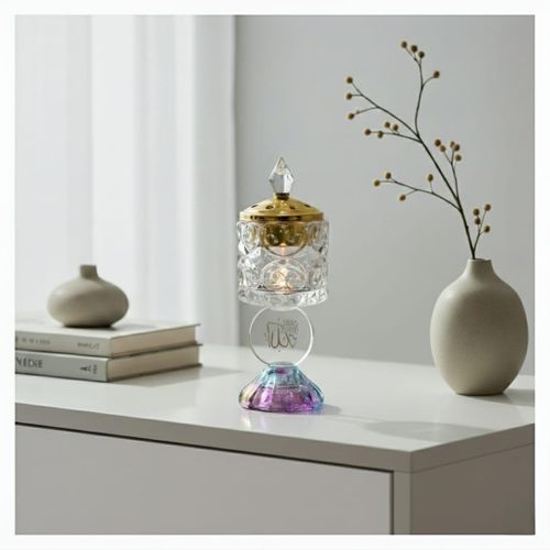 Brûleur d’Encens "Mbekhre" en Verre Texturé et couleurs - 19cm/5cm