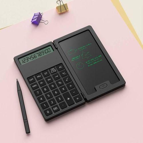 Calculatrice de Bureau avec Ardoise Électronique 12 Chiffres – Écran LCD – Bloc-Notes Réinscriptible Intégré