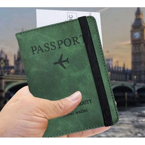 Porte-couverture de passeport d'affaires vintage RFID, Porte-passeport et portefeuille de voyage avec bande élastique bloquant RFID, multi-fentes pour cartes, multifonctionnel, housse de passeport