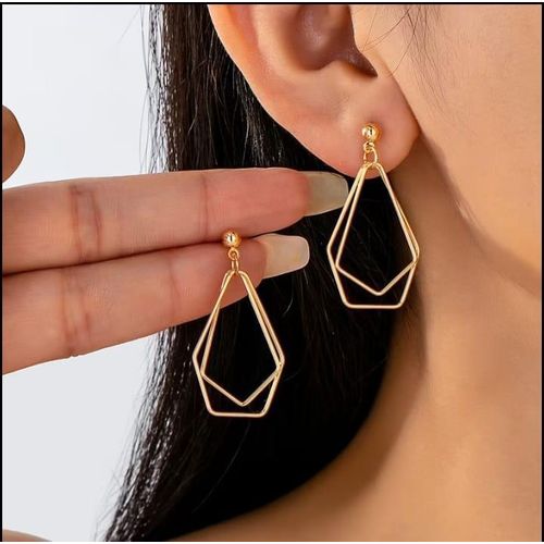 Boucles d'Oreilles Pendantes Dorées Géométriques