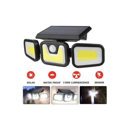 Lampe Solaire LED Extérieure avec Détecteur de Mouvement PIR – Projecteur Solaire Mural 3 Modes, Éclairage Puissant pour Jardin, Terrasse, Entrée, Garage – IP65 Étanche