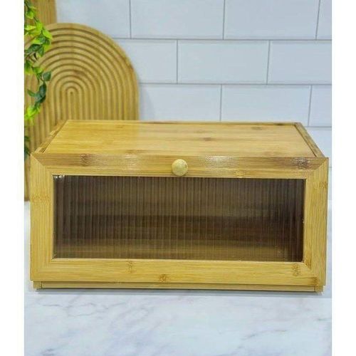 Boîte à pain en bois avec couvercle transparent pour conserver le pain, boulangerie et pâtisserie