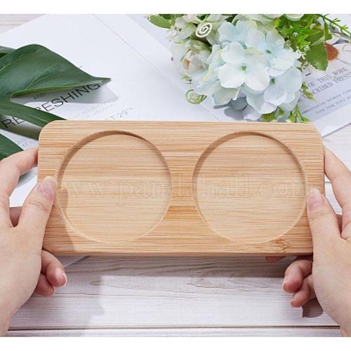 Support en Bois avec Emplacements pour Deux Tasses, Idéal pour Café et Thé