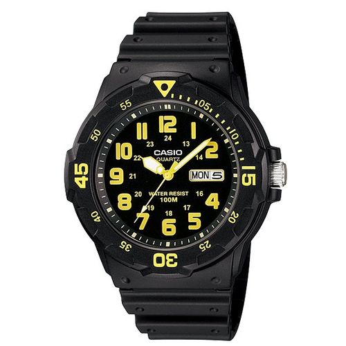 Montre pour hommes chiffres Fluorescentes jaune - bracelet en silicone noir