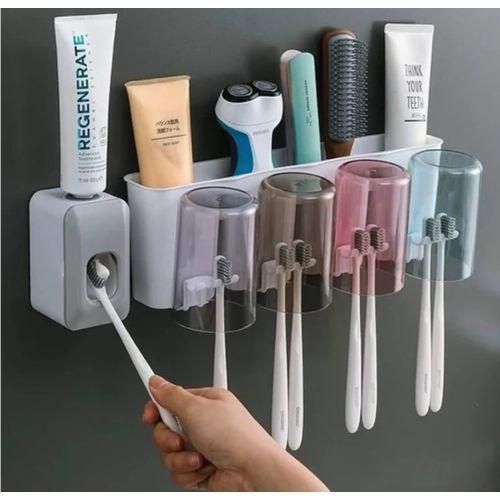 Porte-brosse à dents et distributeur automatique de dentifrice