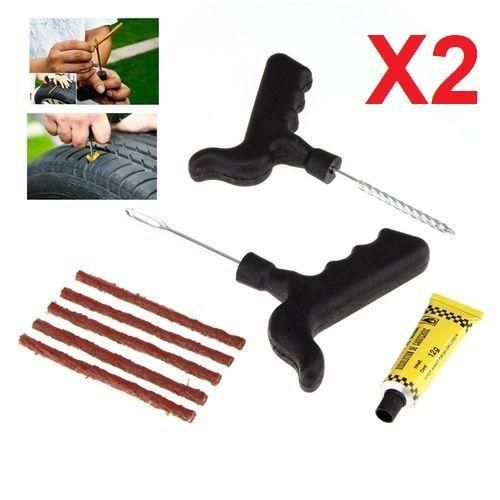 Kit de Réparation Pneus Tubeless X2 Mèches Incluses pour Réparer Rapidement vos Pannes