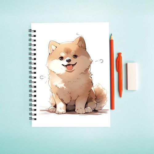 Cute Cartoon Dog Notepad - Format A5 (5,5x8,pouces), 50 pages, Design adorable de chien moelleux avec le texte "BARK",