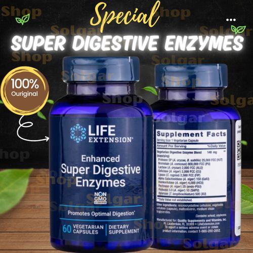 Super-enzymes digestives améliores, إنزيمات هضمية فائقة معززة، [يعزز الهضم الأمثل] 60 كبسولة نباتية