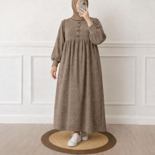 Robe longue hiver femme – Taupe chaud