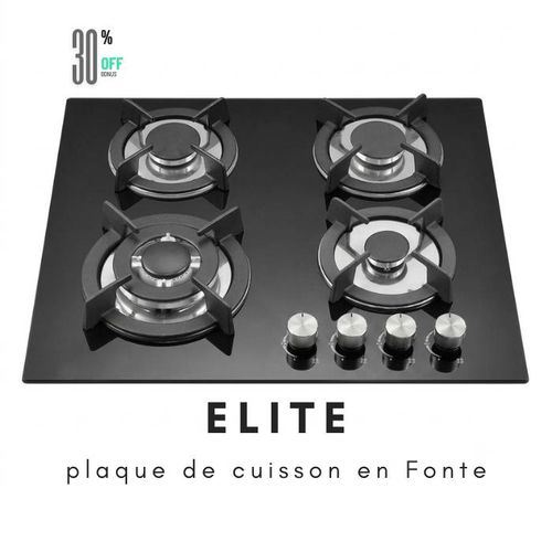 Plaque de cuisson 4 feux à gaz électrique - 60x50cm en verre en fonte - made in Turkey