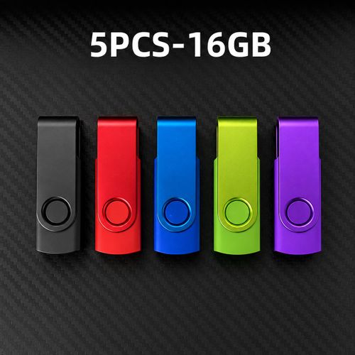 Lot de 5 Clés USB Métalliques Colorées Rotatives 16GB